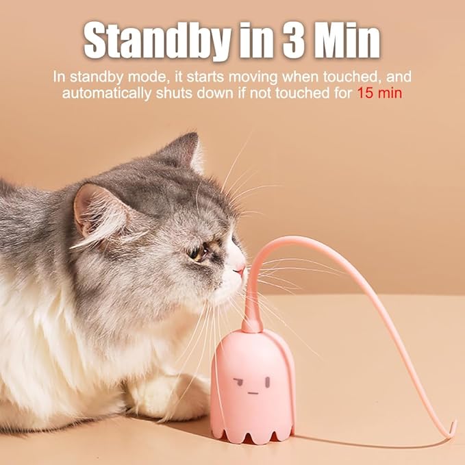 DONGKER Cat Wand Toy,Automatic Silicone Tail Cat Teaser Toy Rechargeable Kittens Self Play Toy for Indoor Cats Bored Stress Relief