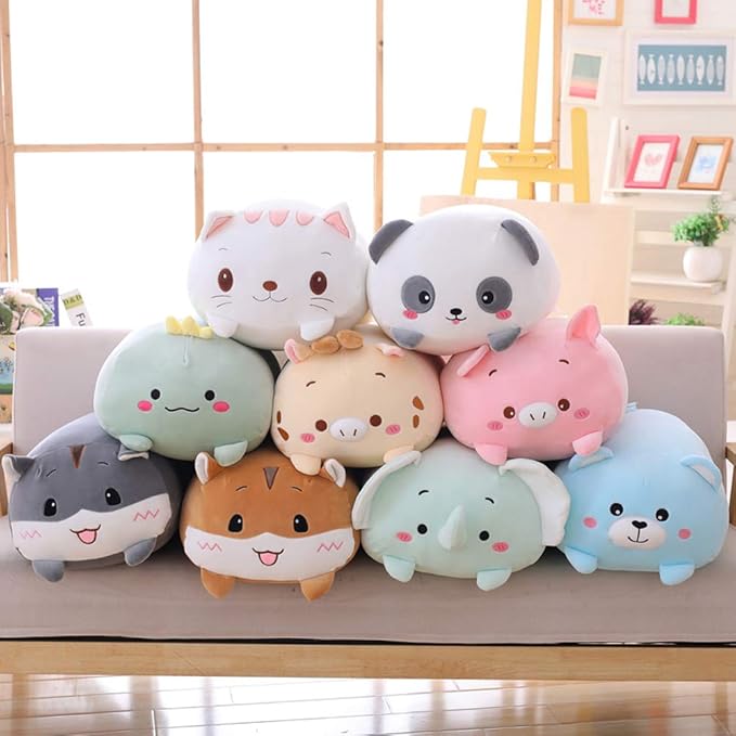 Cat Plush Pillow, Soft White Cat Stuffed Animal Toy Cylindrical Body Pillow Gifts for Kids, 23.6"