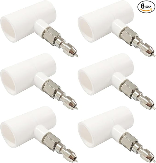 Stainless Steel Rabbit Water Nipples Metal Automatic Watering System Kit with PVC Tee for Guinea Pig, Hamster, Ferrets Other Rodent Small Animals(6Pcs)
