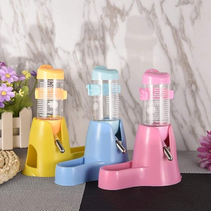 Litewoo 3 in 1 Hamster Water Bottle Small Animal Water Bottle with Food Container Base Hut Hanging Pet Automatic Feeding Drinking Dispenser for Dwarf Hamster Rats Mouse Gerbil Mice