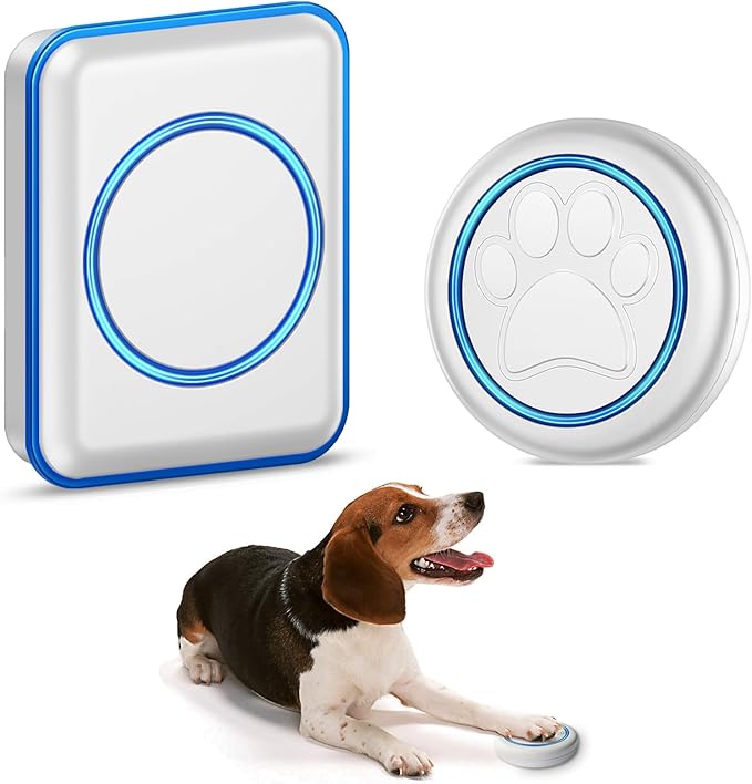 Full House Dog Doorbell for Potty Training, Wireless Pet Doggie Door Bell Training to Go Outside, Waterproof Touch Button, Over 1000 feet Range (White, 1 Button + 1 Receiver)