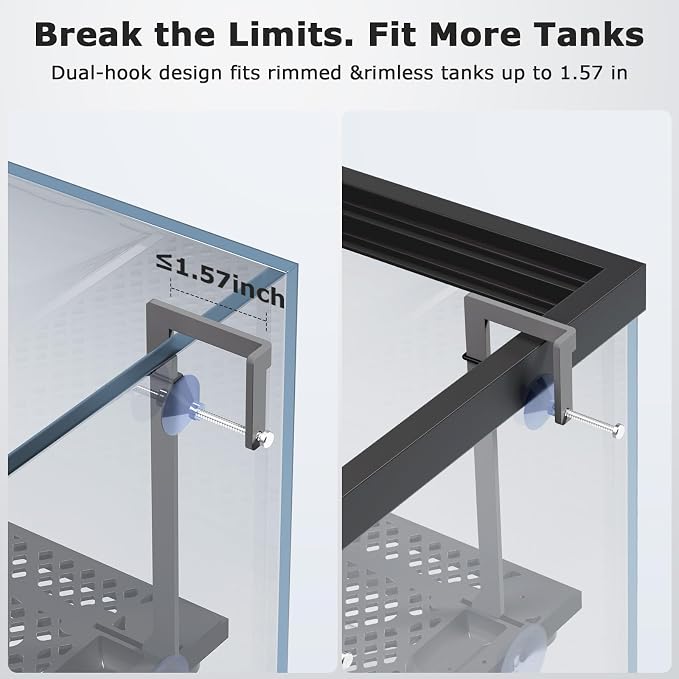 Upgraded Hanging Turtle Basking Platform with Built-In Feeding Tray, Stainless Steel Hooks, Non-Slip Ramp, No Zip Ties, Heavy-Duty Turtle Dock for 30 Gallon Aquariums