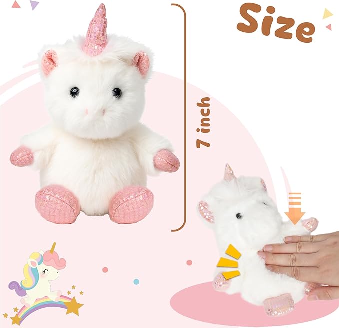 Unicorn Stuffed Animal Adorable Sitting Unicorn Plush Soft Stress Relief Plush Toy Cute Birthday Gifts for Kids Adults,White