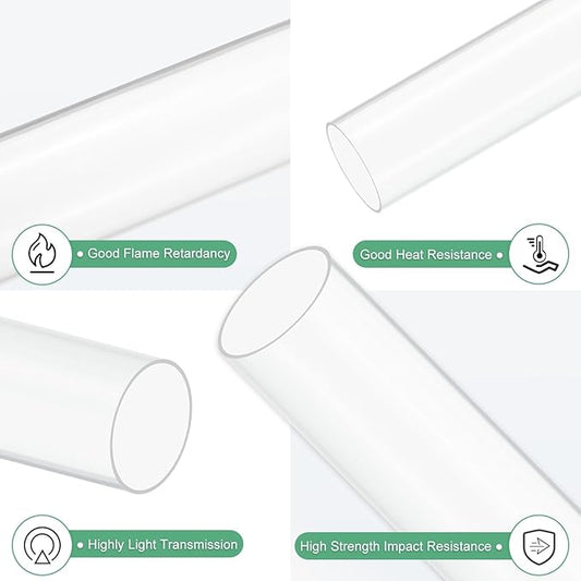 M METERXITY 1-Pack Clear Plastic Tube, 47mm[1.85"] ID x 50mm[1.97"] OD High Impact Rigid Polycarbonate Round Pipes for Water Plumbing/Lighting/Aquariums/Models, Plastic Tubing [245mm/10IN]