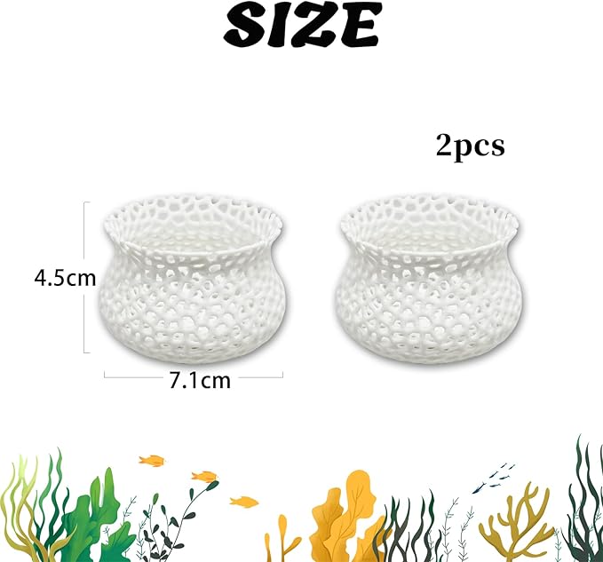 HOZOE Aquarium Submerged Plant Pot, Underwater Plant Anchor, Fish Tank Aquatic Plante, Aquarium Landscaping Decoration, Decorative Accessories - 2-Piece Set (White)