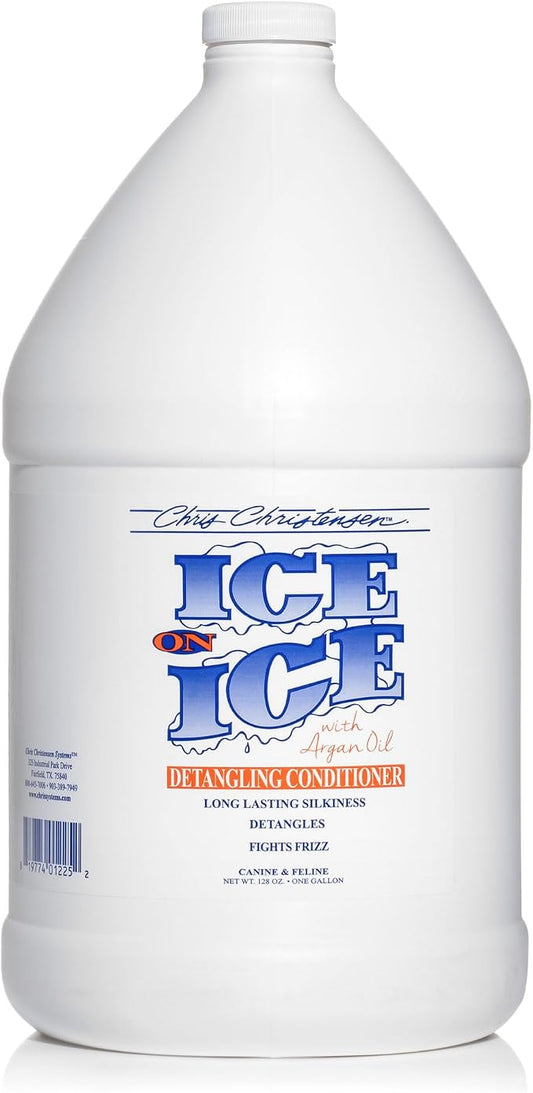 Chris Christensen Ice on Ice Detangling Dog Conditioner, Groom Like a Professional, Dematts, Moisturizes, Creates Long Lasting Silkiness, All Coat Types, Made in USA, 1gal