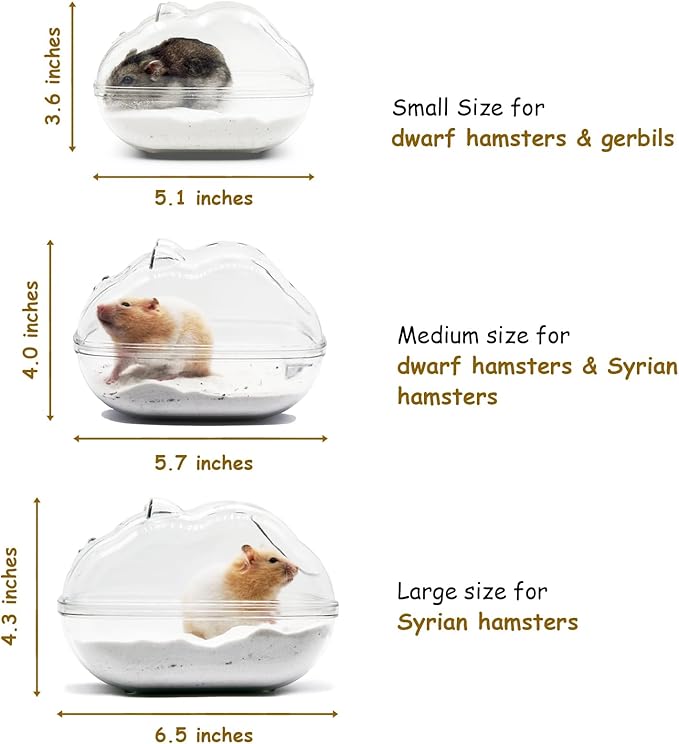 Hamster Sand Bath Container, Hamster Bathtub with Cleaning Scoop, Big Space, Easy to Clean, for Dwarf Hamster, Gerbil, Small Animals