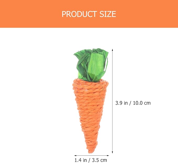 6Pcs Hand Woven Straw Radish Carrot Chew Toys for Hamsters Rabbits Guinea Pigs Small Animals Molar Teeth Cleaning Stress Relief