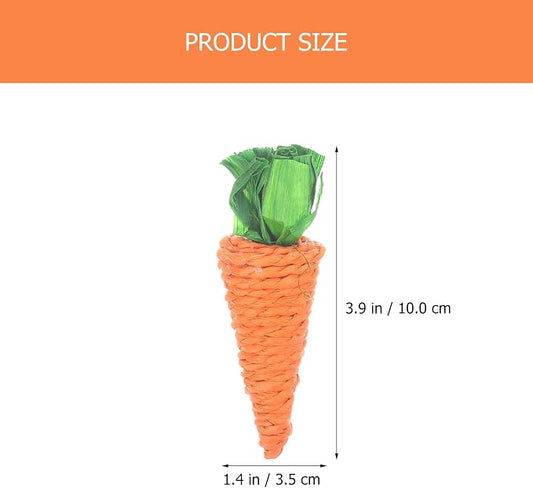 6Pcs Hand Woven Straw Radish Carrot Chew Toys for Hamsters Rabbits Guinea Pigs Small Animals Molar Teeth Cleaning Stress Relief