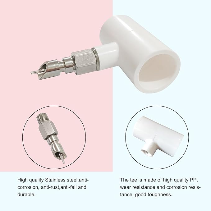 Stainless Steel Rabbit Water Nipples Metal Automatic Watering System with PVC Tee for Rat, Guinea Pig, Hamster, Ferrets (6Pcs)