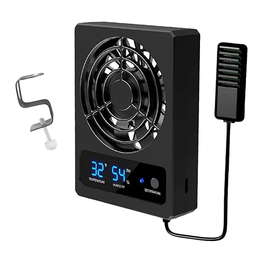Reptile Ventilation Fan with Humidity Control Accurate Powerful Noiseless Fan Thermometer and Humidity Gauge for Reptile Tank- Fahrenheit