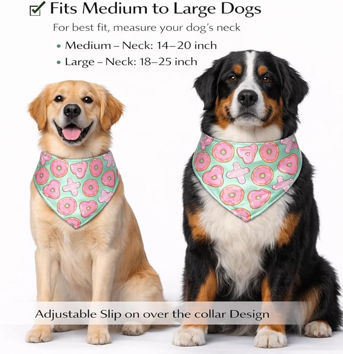 Luxury Satin Dog Bandana – Slip-On Collar Style, Premium Pet Scarf for Medium, Large & XL Dogs – Special Occasion Accessory (Collar Not Included) (Medium - Extra Large, XOXO)