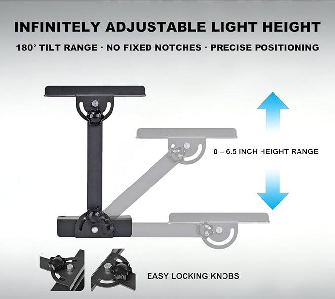 Metal Aquarium Light Riser & Holder - Adjustable Clamp Kit (2pcs), Max 0.9" Glass+Trim, Fits 4.9" Wide Lights on Lidless Tanks (Large)