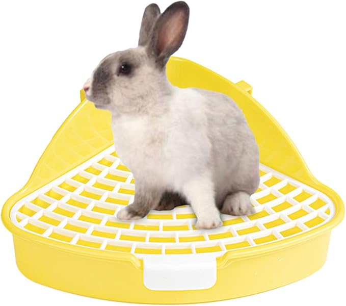 Rabbit Litter Pan, Small Pet Toilet Cage Accessories Corner Litter Pan for Hamster Ferrets, Yellow