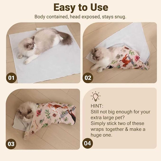 Purrfect Peace Cat Swaddle Wrap – 23.6" Professional Calming Restraint Bag for Grooming, Nail Trimming & Medicine - Adjustable Cat Restraint for Grooming, Nail Clipping & Vet Visits