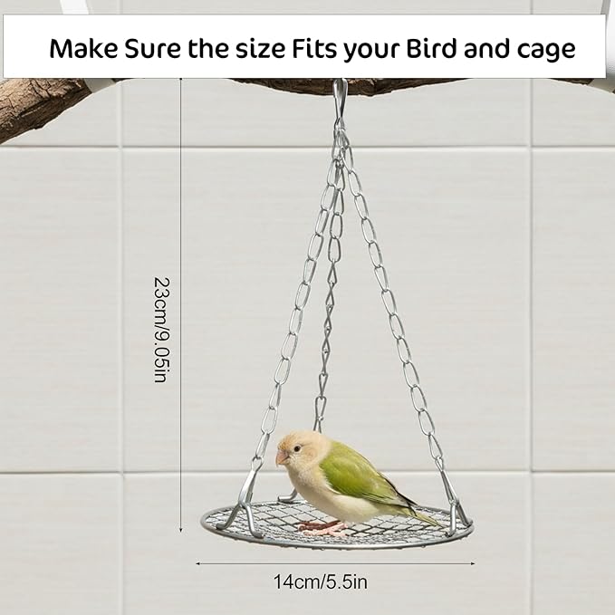 Bird Swing for Cage Stainless Steel Bird Swing Hanging Parakeet Swings Birds Cage Accessories to Balance Training Budgies Parrotlets Rat Sugar Gliders Small Animals