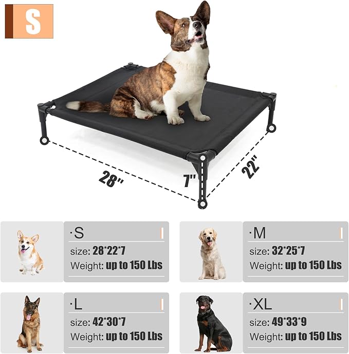 Garnpet Elevated Dog Bed for Small Dogs, Raised Dog Cot Beds Fits Up to 150 LBs, Heavy Duty Pet Cots with Durable Supportive Teslin Recyclable Washable Mesh, Indoor & Outdoor Dog Bed, Green