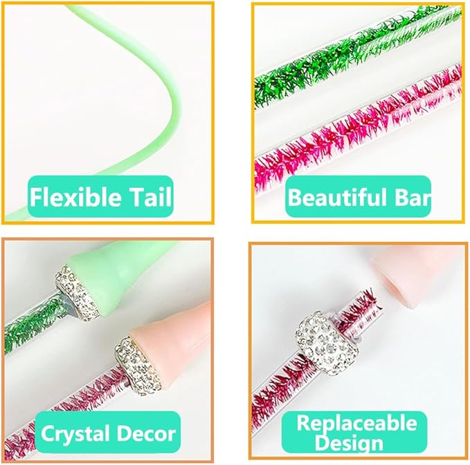 4PCS Silicone Cat Wand Toy, Interactive Cat Toys for Indoor Cats, Interactive Silicone Tail Teaser Wand,Interactive Teasing Stick for Cat Kitten Funny Exercise