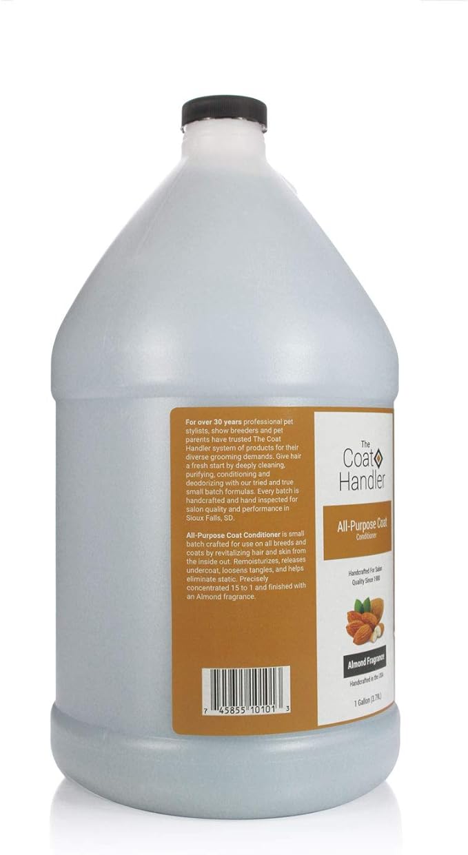 The Coat Handler All-Purpose Coat Dog Conditioner, 1 Gallon - All Natural Ingredients, Handcrafted, Loosens Tangles and Eliminates Static, Aids in DeShedding, Professional Grade Grooming Formula