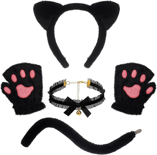 choyaxo Cat Costumes Including Cat Ears and Tail Necklace Paw Gloves Animal Costume