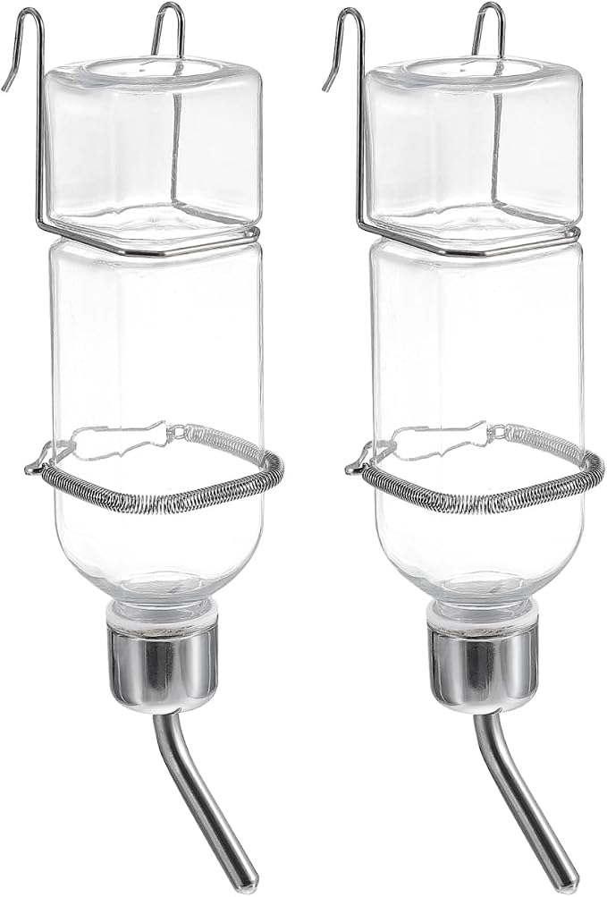 2 Pack Small Animal Water Bottle No Drip, 180ml Hanging Pet Water Dispenser for Guinea Pig Rabbit Hamster Bunny Chinchilla, Cage Feeder with Stainless Tube