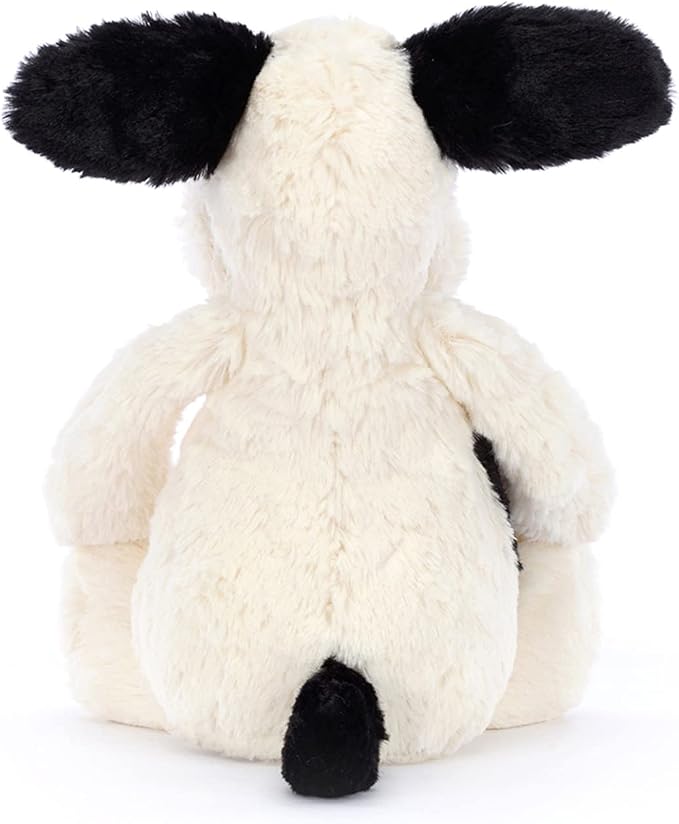 Jellycat Bashful Black and Cream Puppy Stuffed Animal, Medium, 12 inches