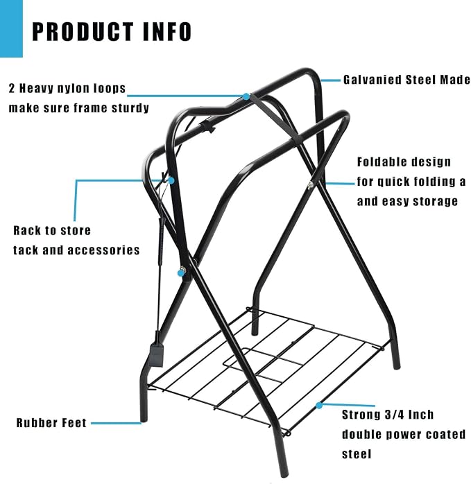 2 Pack Saddle Rack Portable Folding Horse Saddle Stand for English and Western Saddles,28" L x 19" W x 37.5" H