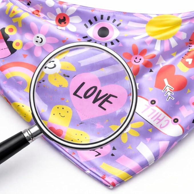 Luxury Satin Dog Bandana – Slip-On Collar Style, Premium Pet Scarf for Medium, Large & XL Dogs – Special Occasion Accessory (Collar Not Included) (Medium - Extra Large, Love n Chill)
