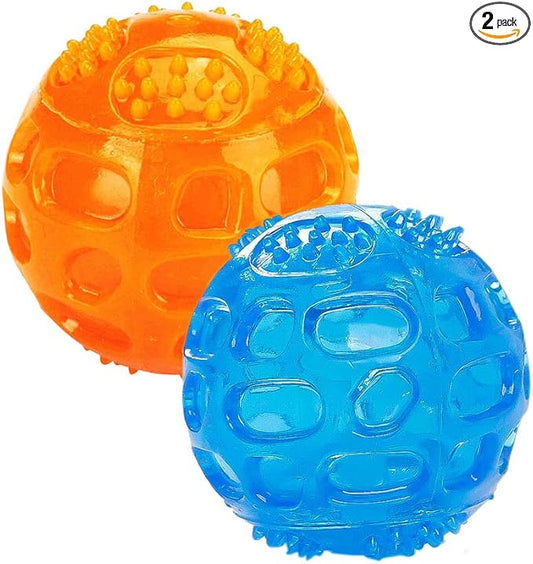 ACEONE Dog Squeaky Ball, Pet Squeak Chew Bouncy Rubber Toy Balls for Small Large Dogs Indestructible Exercise Training Playing