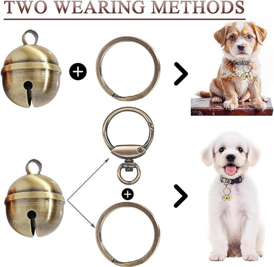 Copper Dog Bells for Collars with Quick-Release Clasp - Audible Safety Trackers for Medium to Large Dogs, Outdoor Collar Accessories(Glossy Bronze)