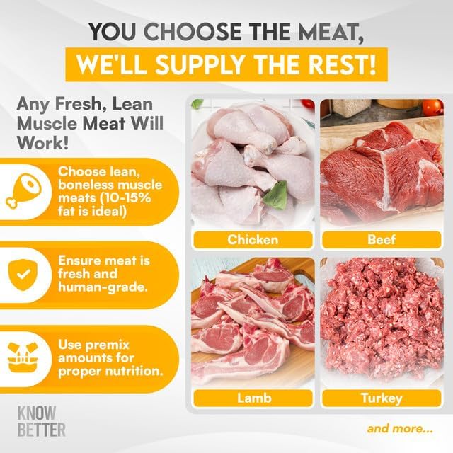 Know Better Chicken Recipe Homemade Dog Food Premix - Complete Raw or Homemade Meal Mix for Small Breeds - Puppies & Adults - Easy-to-Prepare Balanced Nutrition - Pet Food Supplies - 4.8 Oz