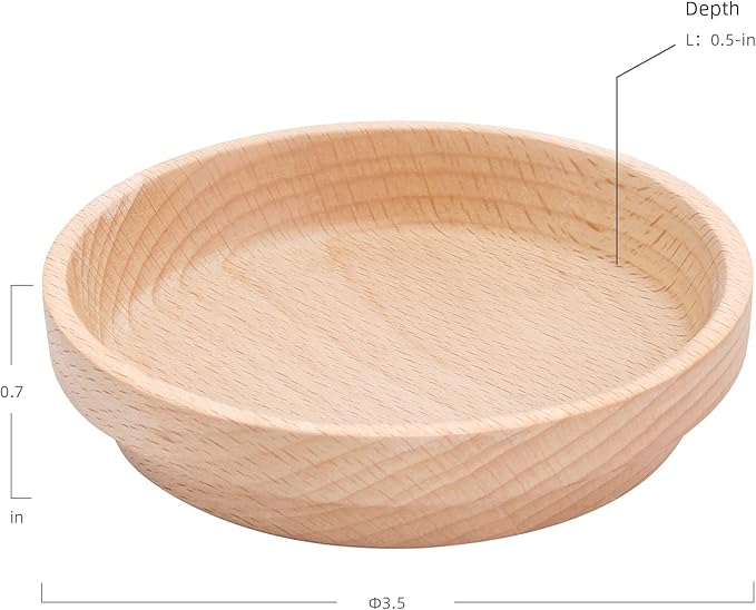 Niteangel Wooden Hamster Feeding Bowl: - Small Animal Food Dish for Dwarf Syrian Hamsters Gerbils Mice Degus or Other Similar-Sized Small Pets (No Pattern, for Syrian)