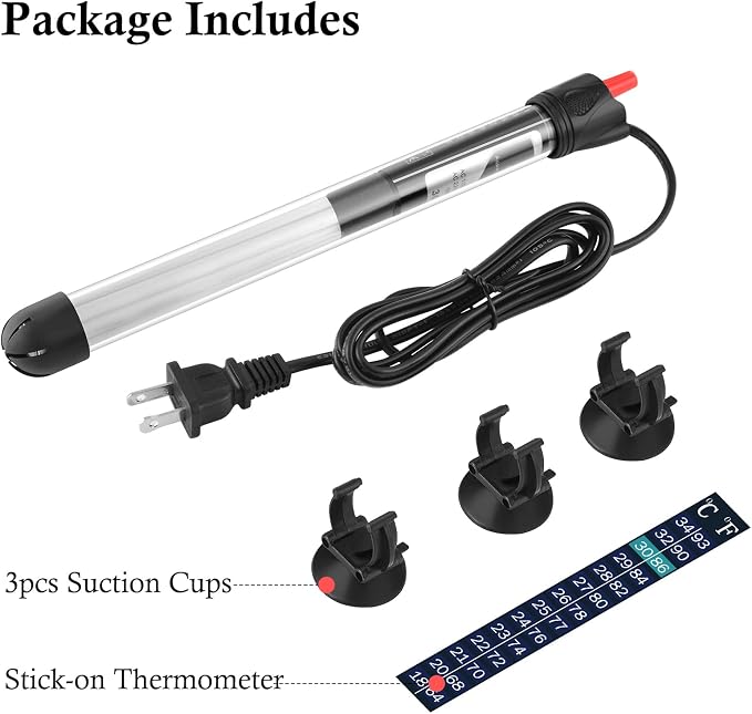 FEDOUR Aquarium Heater 50W 100W 300W, Submersible Glass Fish Tank Heater for Fresh and Salt Water (300W)