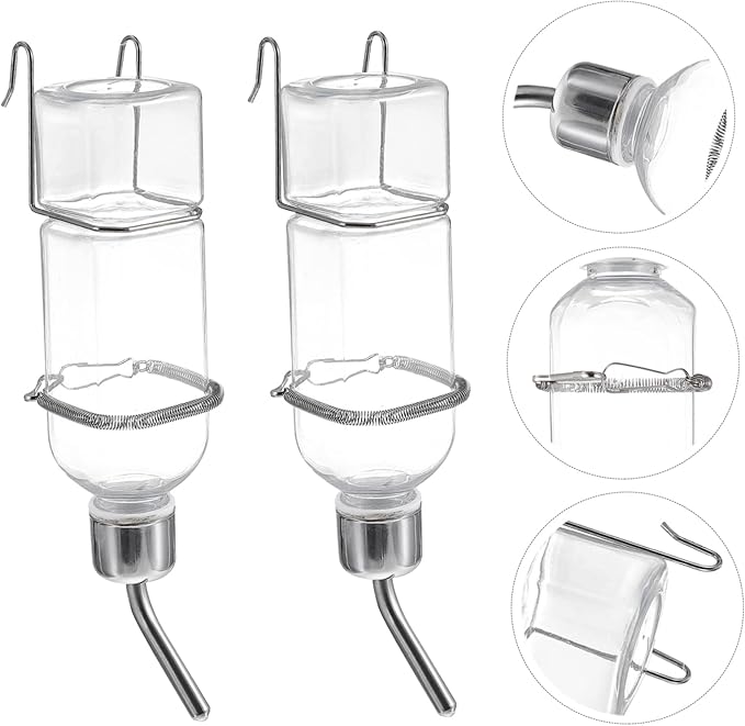 BESPORTBLE 2pcs Hanging Rabbit Water Feeder Plastic Pet Drinking Bottles with No Leak Design for Bunny Guinea Pig Hamster Cage Hydration