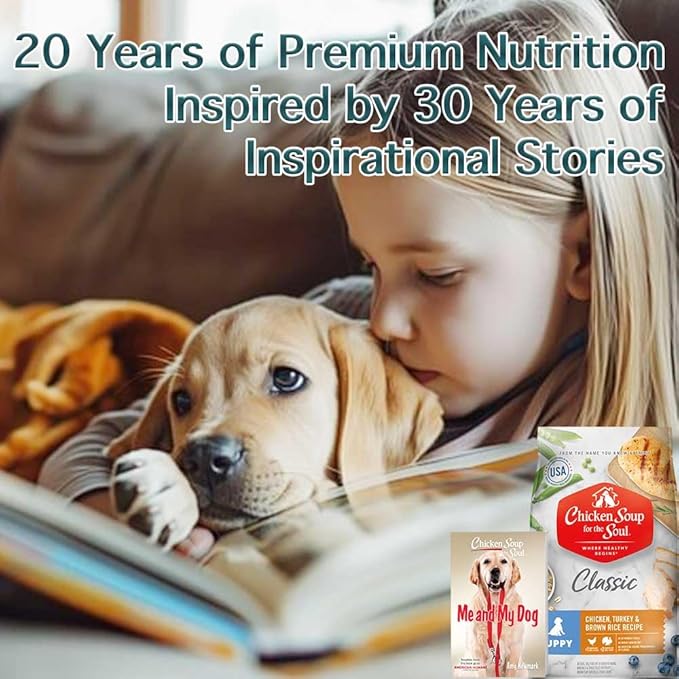 Chicken Soup for the Soul All Natural Premium Dry Puppy Food, Real Meat First Ingredient, No By-Products, Supports Brain Development & Strong Bones & Teeth, Chicken, Turkey & Brown Rice, 4.5lb