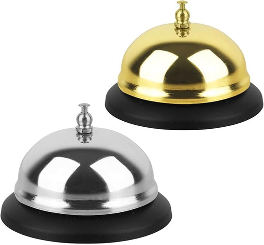 2 Packs Call Bell Loud Clear Desk Bell with Anti-Rust Steel 3.3 Inch Durable Service Bells for Hotels, Classrooms, Restaurants, Reception Areas