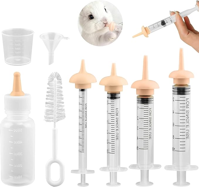 Pet Nursing Kit – Kitten Bottle Feeding Set with Nipples, Syringes, and Formula Dispenser for Newborn Puppies, Kittens, Baby Squirrels, and Other Small Animals