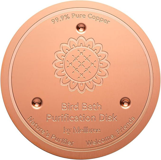Mellbree Bird Bath Copper Disc, 0.6mm 99.99% Pure Copper for Natural Water Care, Fits Most Outdoor Birdbaths, Bowls, Solar & Heated Units (Sunflower)