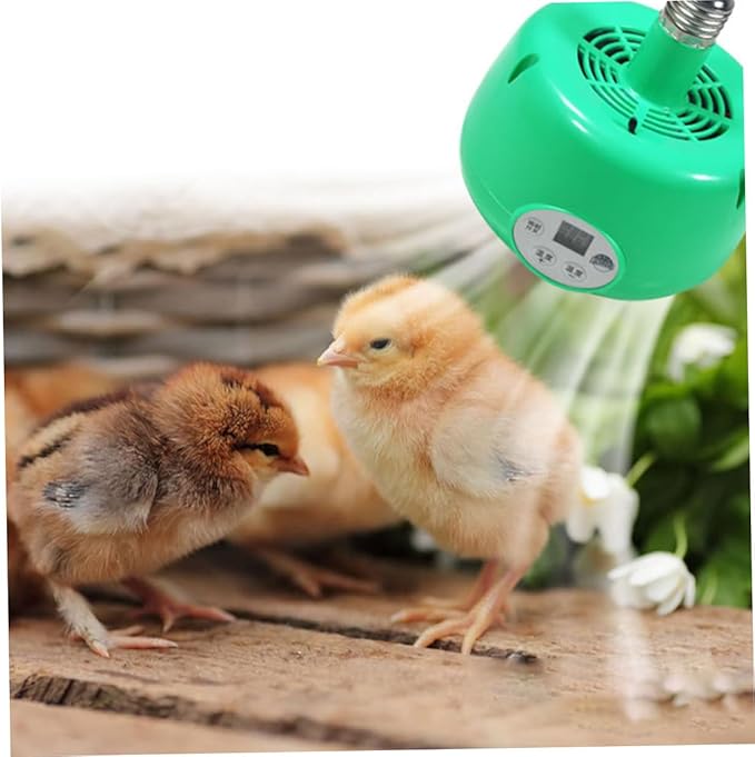 1pc Heating Lamp for Chickens Temperature Heater Fan with Heat Emitter Durable Breeding Light for Reptiles and Birds Flame-Retardant Design Led Warm Lighting