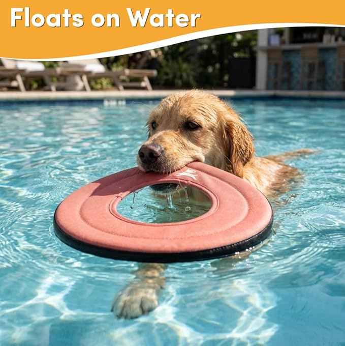 OllyDog Super Flyer, Floating Dog Disc for Water Play – Soft Durable Dog Fetch Toy, Eco-Friendly Recycled Material, Gentle on Teeth, Lightweight Flying Disc for Medium, Large Dogs (Desert, 11")