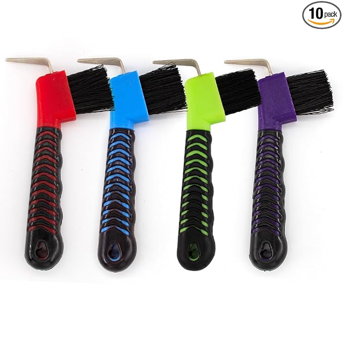 Horse Grooming Tool - Hoof Brush with Stiff Bristled Bristles and Soft Rubber Handle, Efficiently Cleans Horse Hooves and Doubles as a Mud Remover for Boots, Random Color 4PCS
