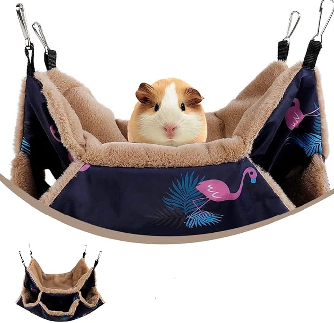 Pet Hammock, Rat & Rabbit Plush, Chinchilla Swing Nest, Small Pet Cage Hammock, Keep Warm, Hamster Hanging Bed, 13.39in x 13.39in, Pink, Solid, Rectangular, Wear Resistant