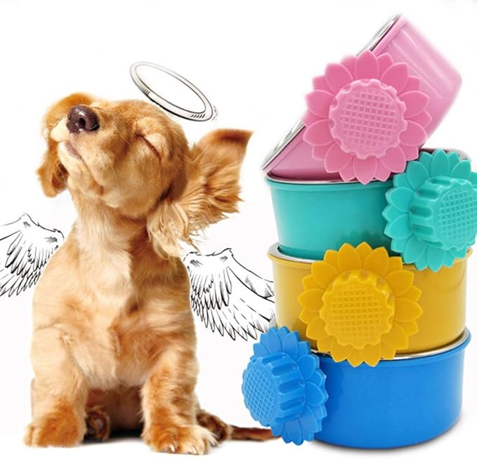 DEVILMAYCARE Pet Feeder Dog Bowl Stainless Steel Food Hanging Bowl Crates Cages Dog Parrot Bird Pet Drink Water Bowl Dish Accessory (S: 4.5''x2'', Blue)