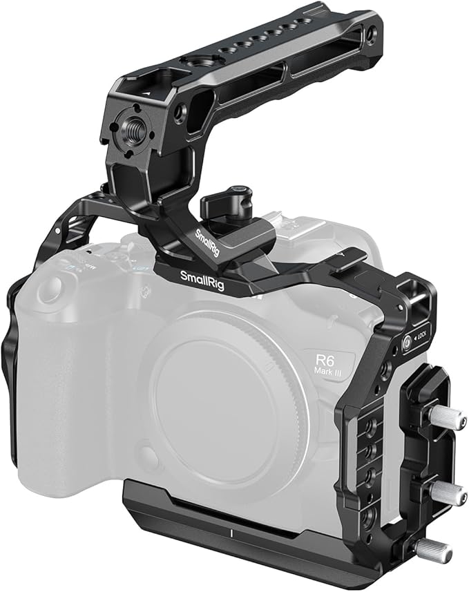 SmallRig Camera Cage Kit for Canon R6 Mark III with Top Handle and Cable Clamp, HawkLock NATO Rails, Quick Release Plate for Arca, Compatible with DJI RS 3 / RS 3 Pro/RS 4 / RS 4 Pro-5955