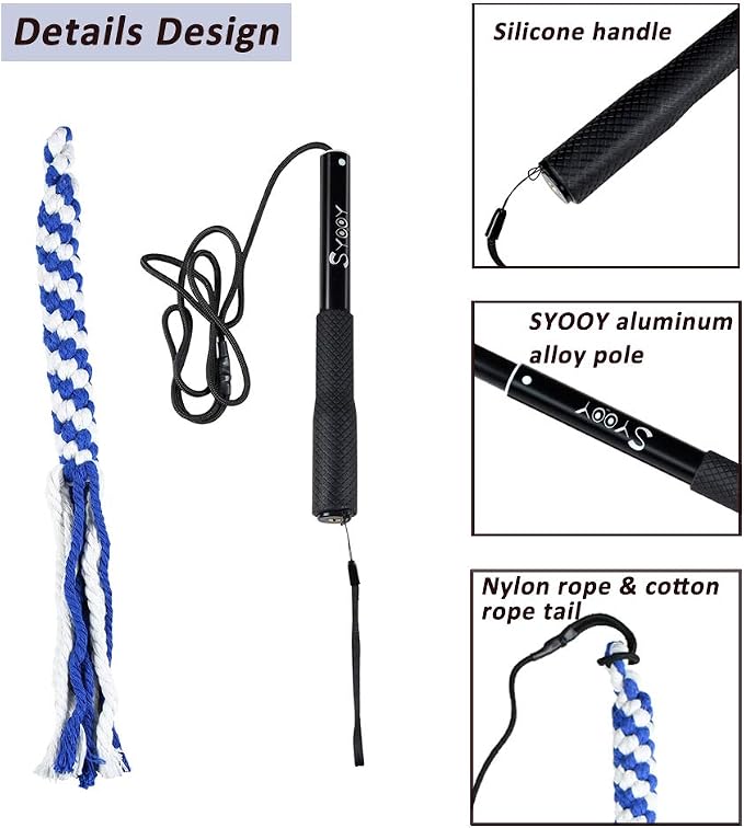Flirt Pole for Dogs, Interactive Teaser Wand with 1 Fleece Rope Toy for Chase and Tug of War, Durable for Large & Medium Dogs, Outdoor Exercise & Training