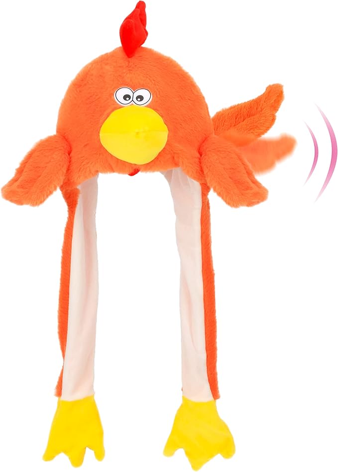 Bubblepompom Animal Hat with Ears Moving Jumping Pop Up Beating Hat Plush Holiday Cosplay Dress Up Funny Gift for Kids