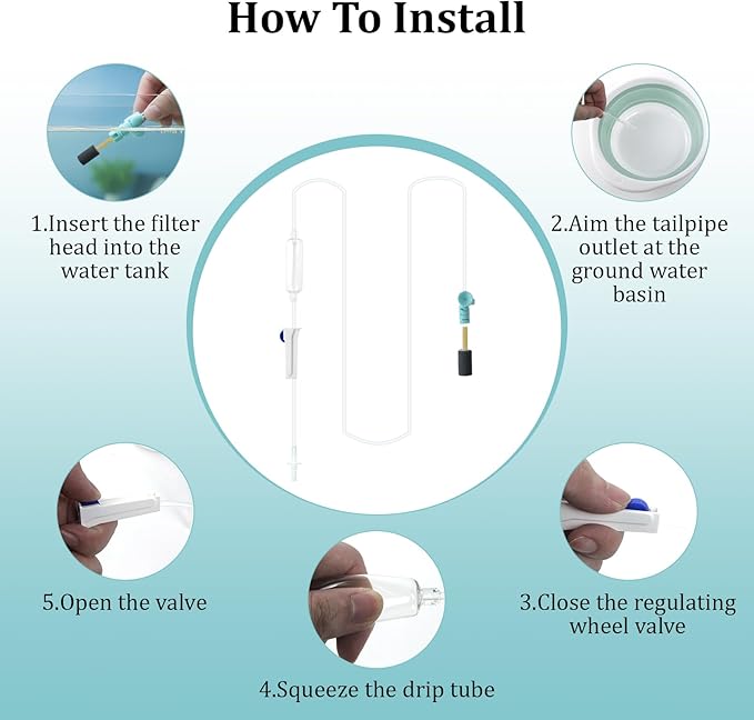 Aquarium Drip Acclimation kit with Filter Sponge, Slow Water Change System for Saltwater and Freshwater Fish Tanks, Safe Transition Adjust for Shrimp, Coral, and New Fish