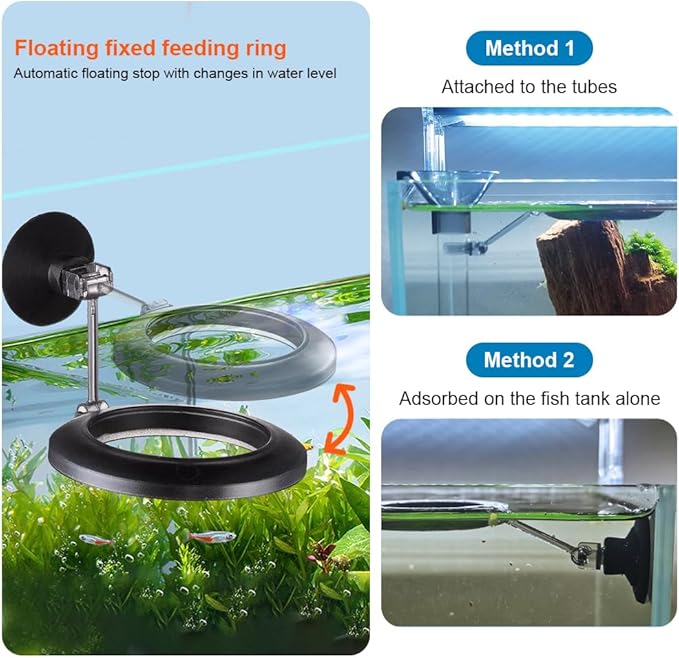 La La Pet Fish Feeding Dish Set with Adjustable Tube Kit, Suction Cups and Cleaning Brush for Aquarium Supplies