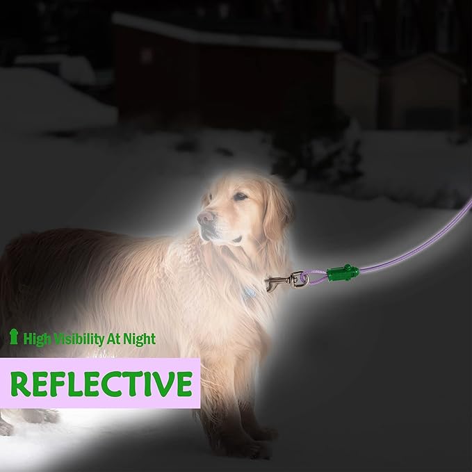 Petest Reflective Tie Out Cable with Crimp Cover for Heavy Dogs Up to 125 Pounds, 40 Feet