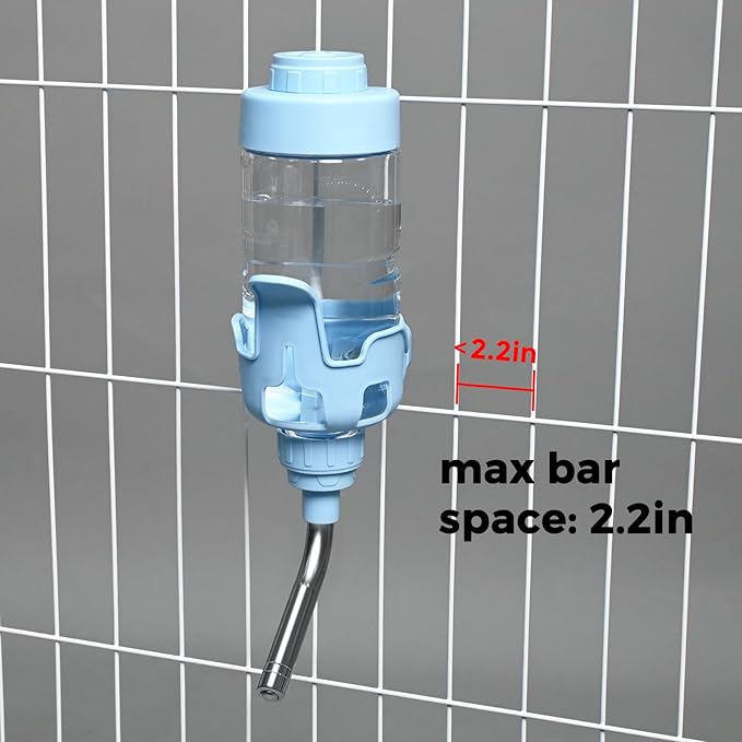 Vannon Dog Water Dispenser for Cage, 15oz Auto Feeding Crate Water Bottle for Dogs, Cats & Rabbits, Pet Nozzle Diameter: 12mm, BPA Free, Blue